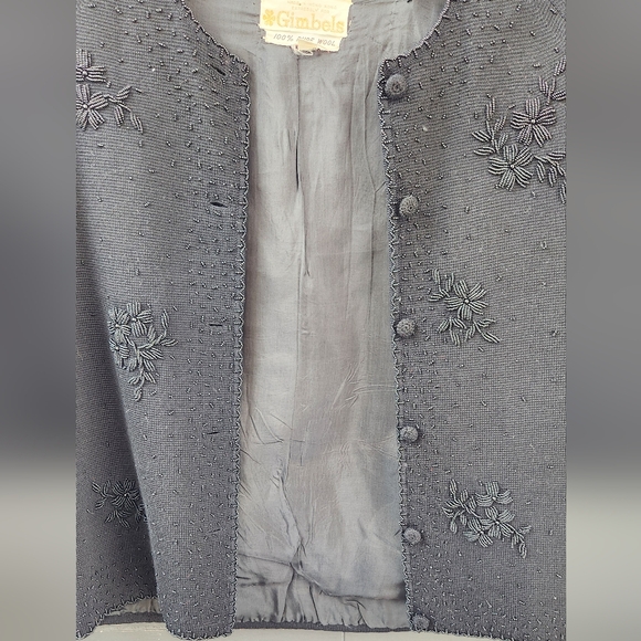 Vintage Gimbels Black Beaded Cardigan - Picture 7 of 10